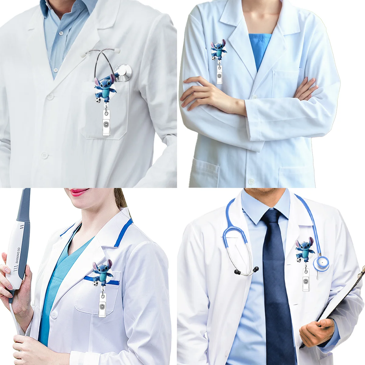 ديزني كلاسيك غرزة مستشفى ممرضة شارة التمرير قابلة للتطوير معرف شارة حامل بطاقة الأعمال المفاتيح سلسلة المفاتيح بالجملة