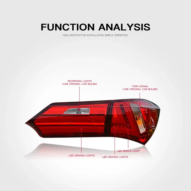 

Car LED Tail Light Accessories For Toyota Corolla 2014-2017 Auto Rear Fog DRL Brake Turn Signal Lamp Plug and Play