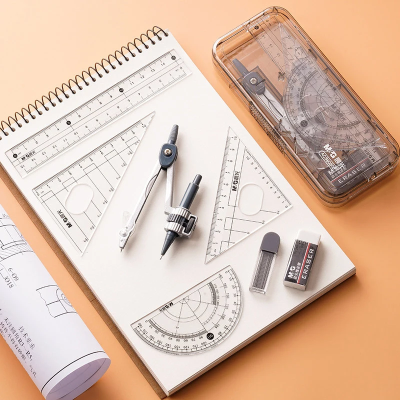 8 قطعة/المجموعة البوصلة حاكم مجموعة المنقلة رسم مثلث ممحاة البوصلات مجموعة الرياضيات ممحاة حاكم للطلاب اللوازم المدرسية #6