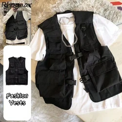 Multi-pocket Vests Women Techwear Outdoor Sleeveless Waistcoats Unisex Cargo Jacket Fashion Safari Style Boyfriend Street Wear