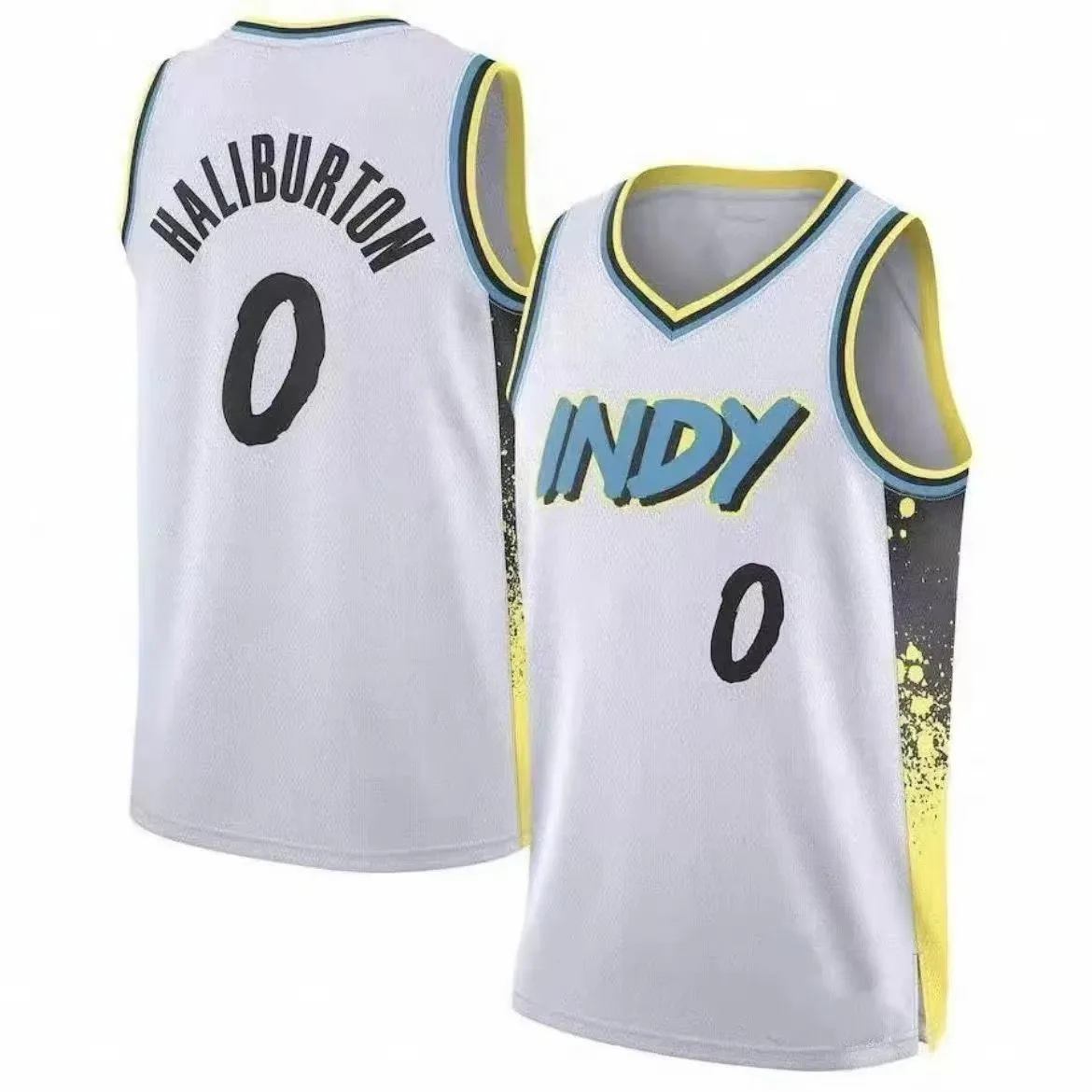 0 Haliburton Basketball Jersey Indiana Sleeveless Tank Top Quick Dry Sport Streetwear Fans Training Vest Yellow Family