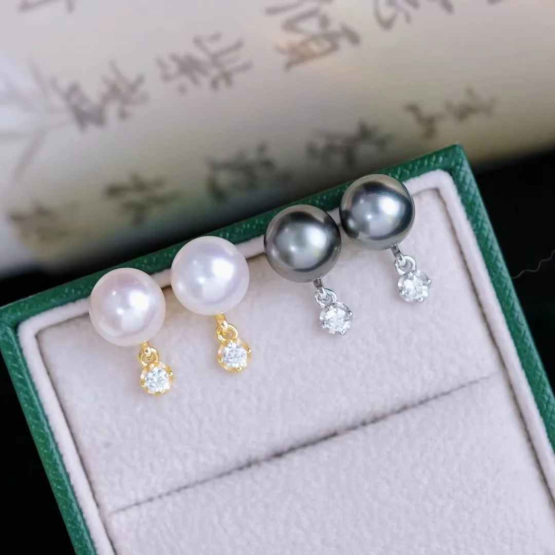 6 قطع من إكسسوارات اللؤلؤ ذاتية الصنع 925 أقراط فضية حامل فارغ، حامل حلق ذهبي وفضي عصري، مع شريط دائري 8-11 مم