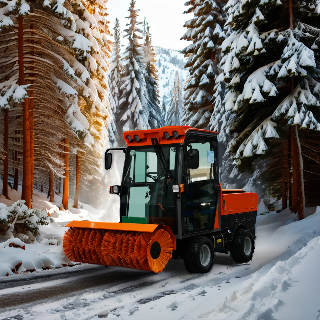 Small Winter Road Sanitation Tractor Power Snowplow Sweeper Core Motor Pump Engine Gear Drive Snow Plow Removal Machine