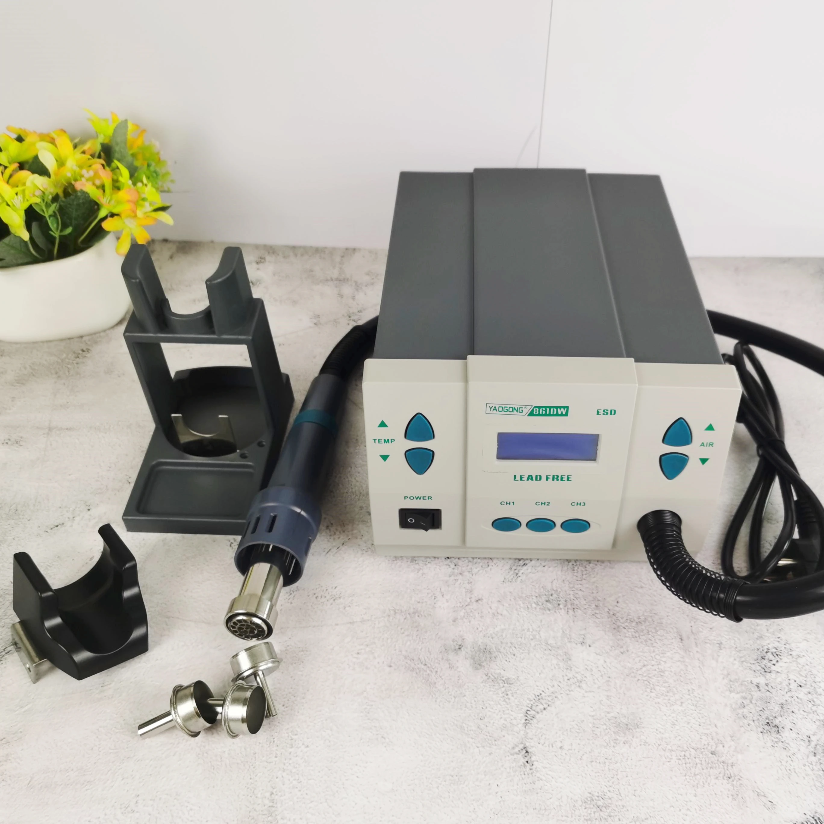 220V 110V YAOGONG 861DW 1000W Hot Air Rework Station PCB Soldering Repair Tool with Replaceable 5 8 10mm Heat Gun Nozzle