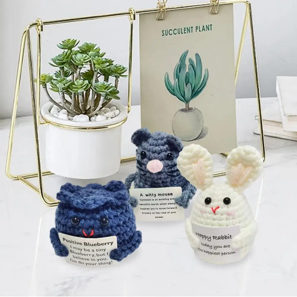 Crochet Toy Crocheted Toy with Encouraging Card for Emotional Support Koala Rabbit Mouse Handmade Gift for Kids Adults Knitting