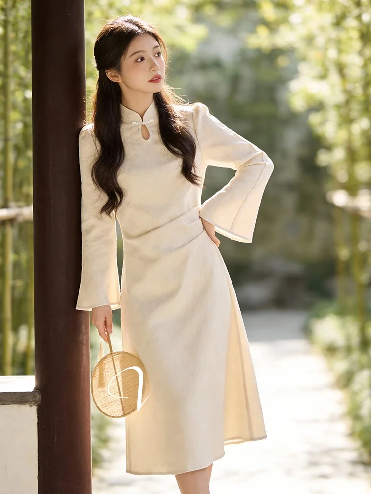 

plus Size Dr Women's Spring New Sle National Trend Waist Cinching Embroidered Gown Commute Sle Straight Tube