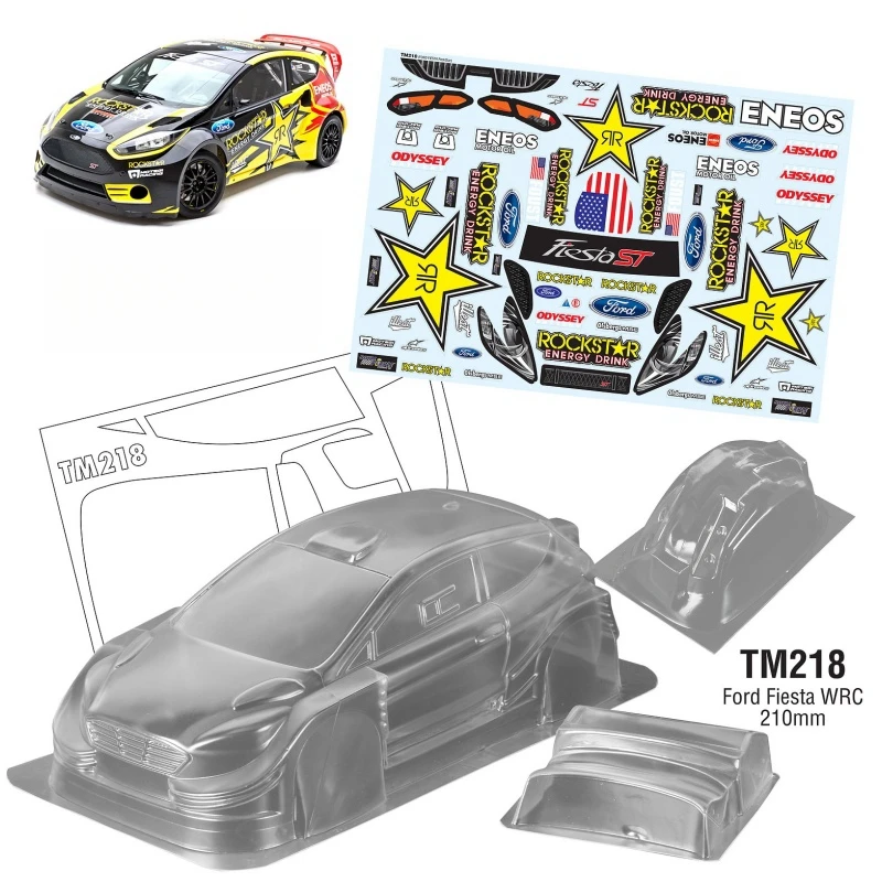 TM218 1/10 Mini Ford Fiesta WRC Clear Body Car Shell sets,165mm width,210mm wheelbase RC Drift Chassis Tamiya M-Chassis