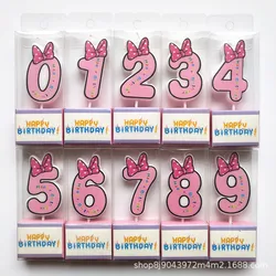 Hot Happy Birthday Number 0-9 Candles Cartoon Mickey Minnie Mouse Candle Cake Cupcake Topper Party Decoration Supplies DIY Gifts