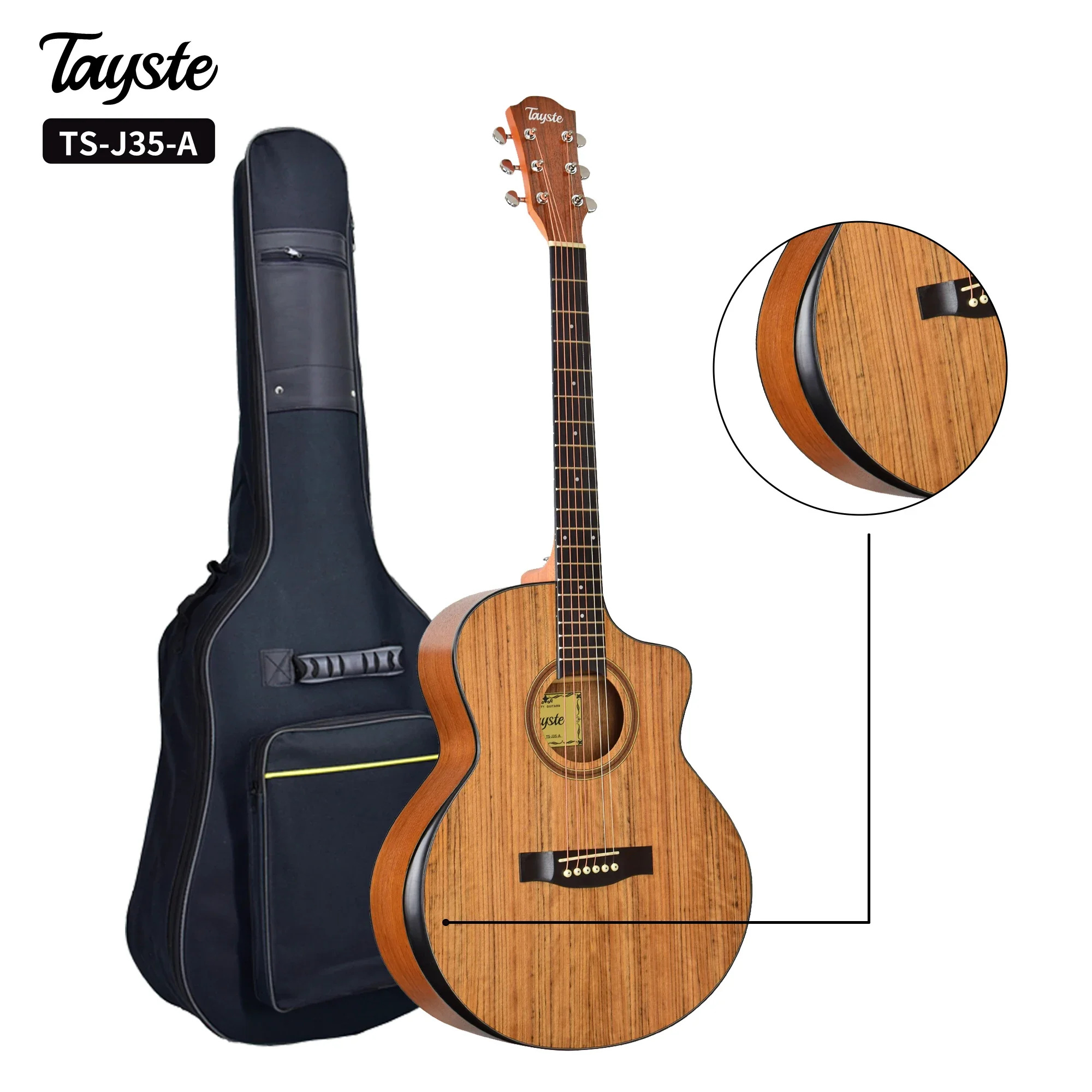 Tayste Walnut Wooden Cutaway Six-string Acoustic Guitar Kit