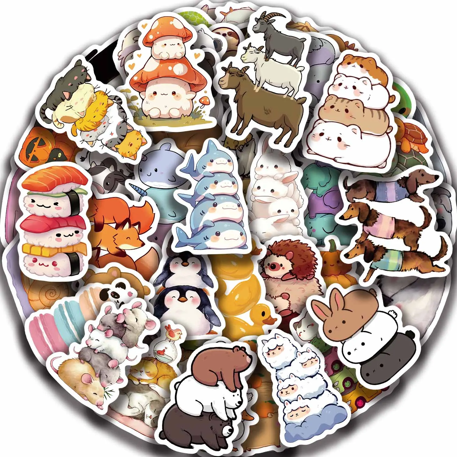 60 stücke Cartoon Spaß Tier Aufkleber Spielzeug Skateboard Gitarre Computer Kühlschrank Schreibtisch Persönlichkeit Graffiti Kreative Dekoration