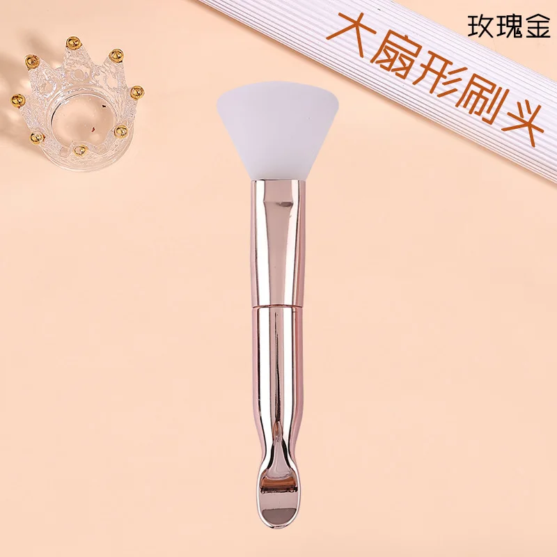 Double-headed silicone mask brush with digging spoon, beauty salon hydrotherapy mud film brush, soft-bristled makeup brush