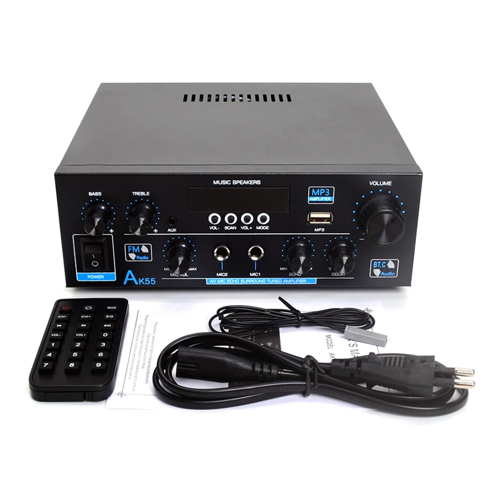 

Audio Power Booster BT Digital Enhancer Front Windshield DC AC Power Input Easy To Use USB Input Karaoke Support