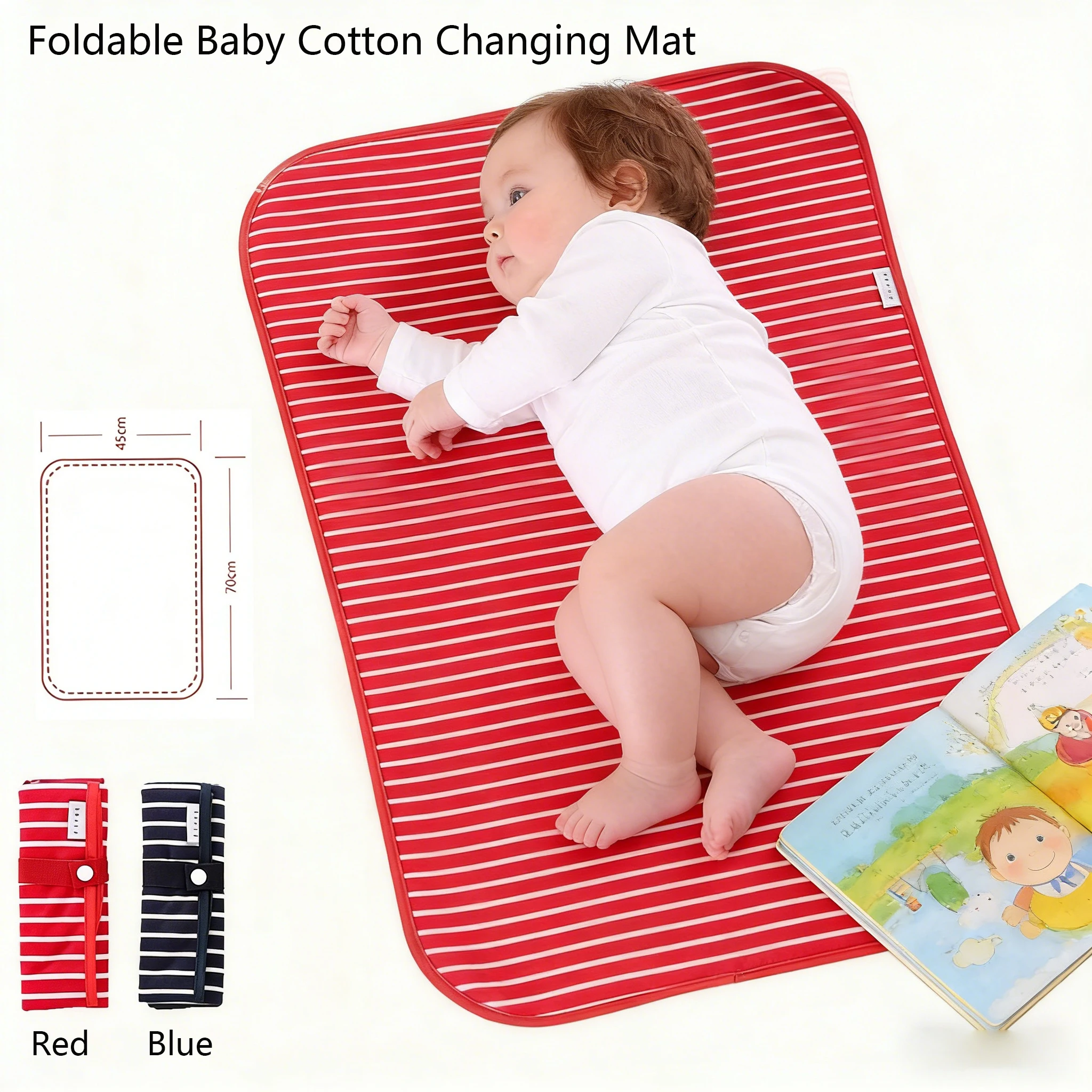 2 Pack Sandesica Baby Cotton Changing Mat - 17.7 x 27.5 inch Waterproof Portable Travel Changing Pad - Wipeable Liners