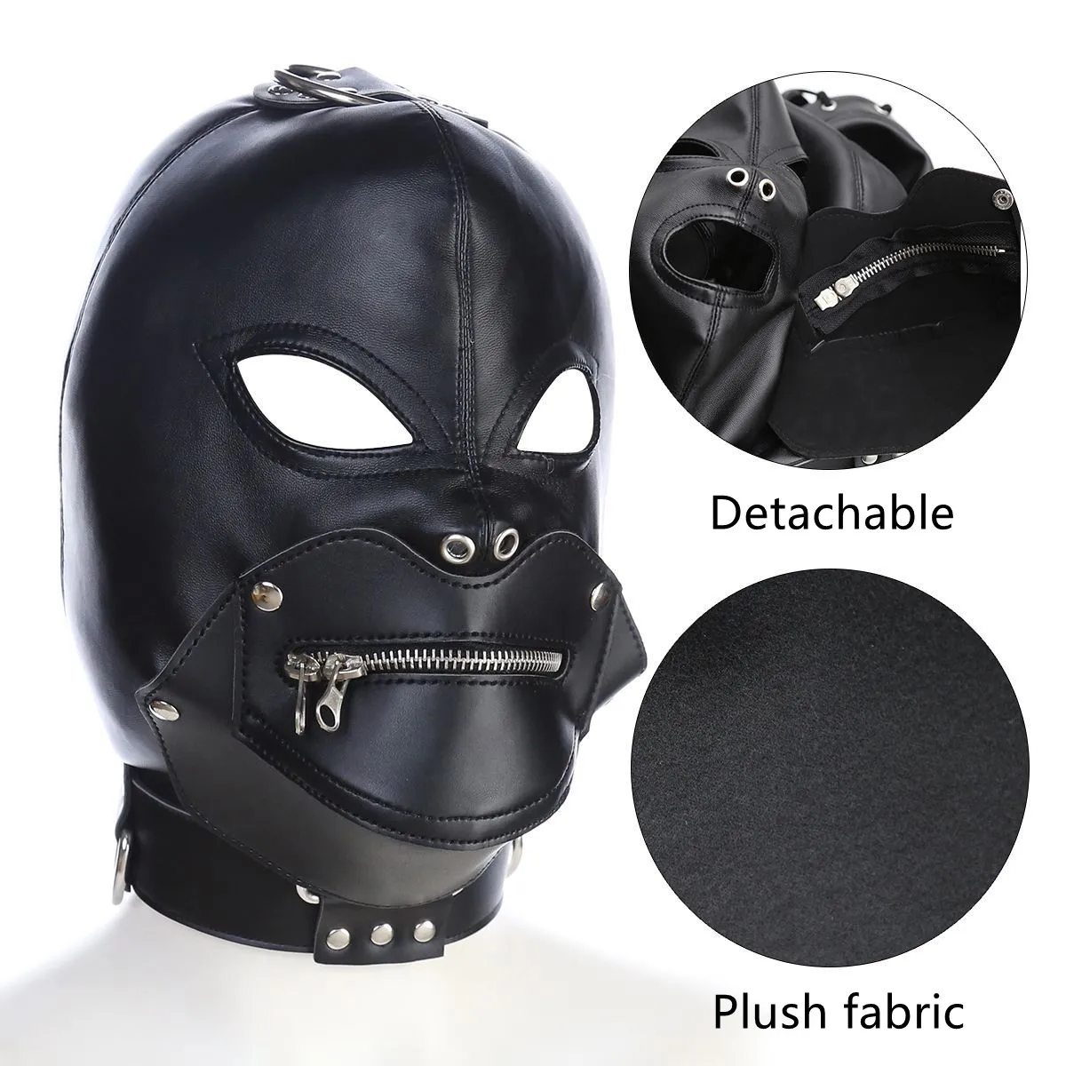 New PU Leather Cosplay Demon Head Hood Fetish Sexy Unisex Mask for Women Men Halloween Adult Party Games Roleplay Boy Face Cover