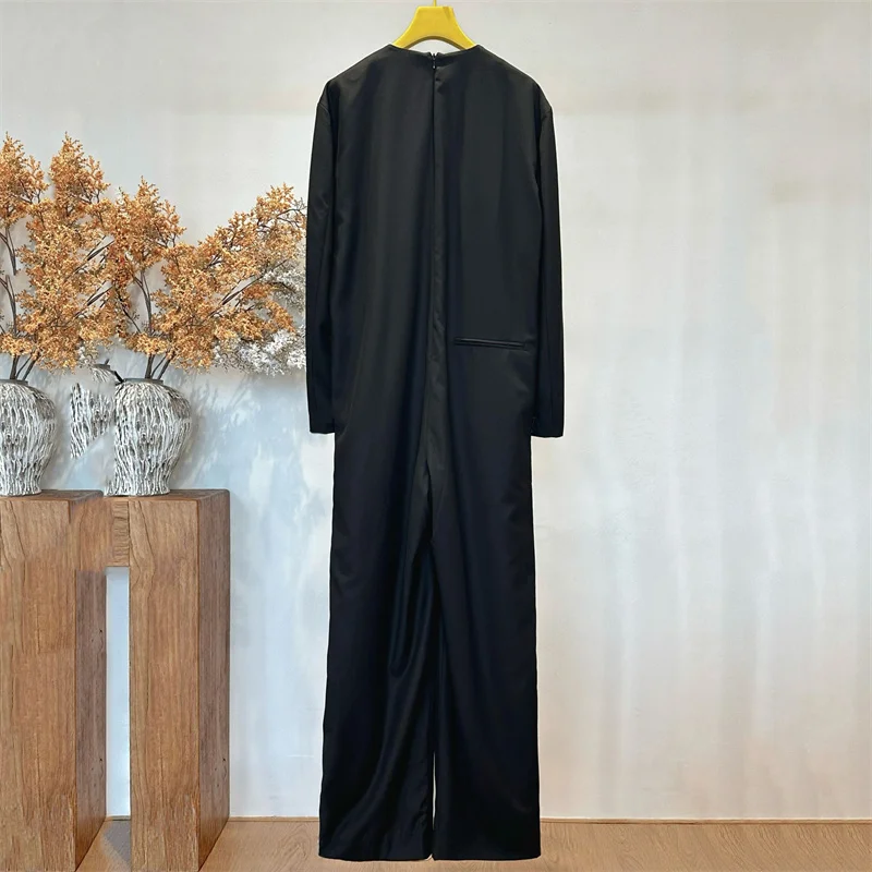 women's jumpsuit New high-quality wool blended straight leg pants for summer 2026 V-neck slim fit women's jacket bodysuit women