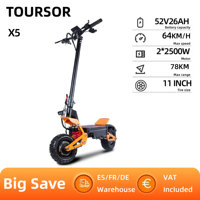 TOURSOR X5 Adult Electric Scooter 2500W*2 Dual Motor Electric Scooter 52V 26AH 11-inch Road Tires City Electric Scooter