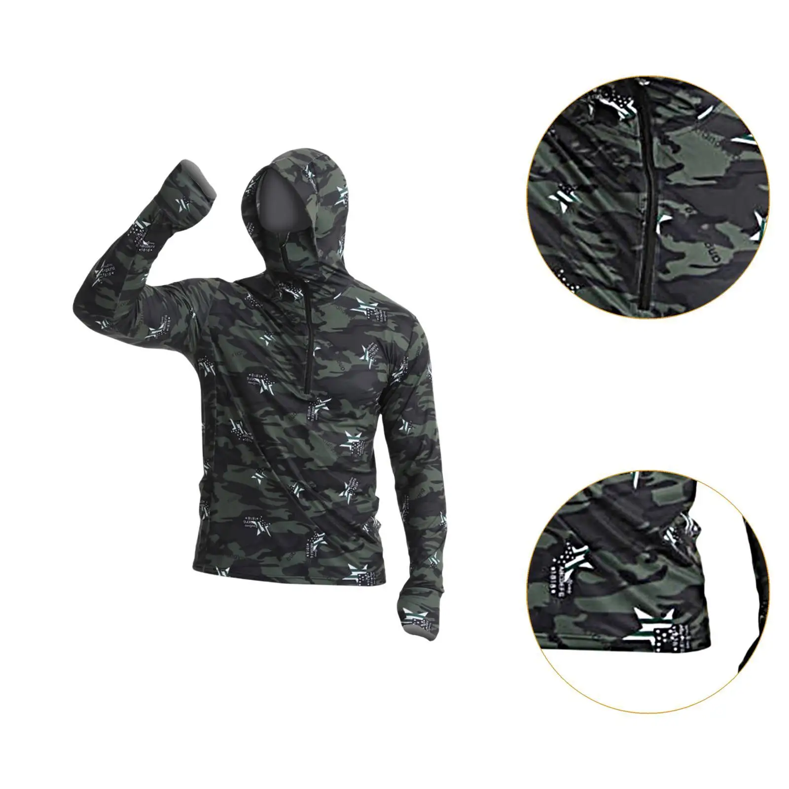 قميص بقلنسوة للحماية من الشمس للرجال بأكمام طويلة ومقاوم للشمس مع غطاء للوجه لصيد الأسماك