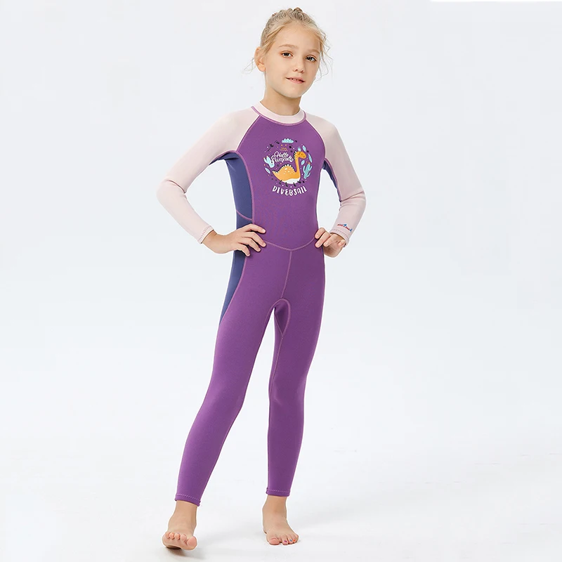 Front and rear zippers Kids Surfing Wetsuit 2.5mm Neoprene Fullbody Diving Suit for Girl Scuba Thermal Swimwear Thick Swimsuit