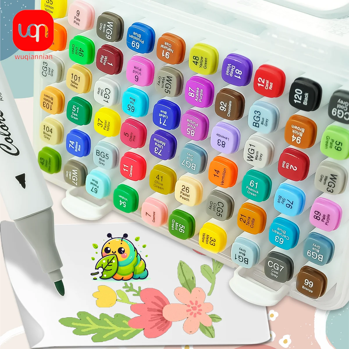 

WQN 12/24/36/48/60/80pcs Markers, quick-drying, large-capacity single-tip, durable art hand-drawing gouache brushes, graffiti