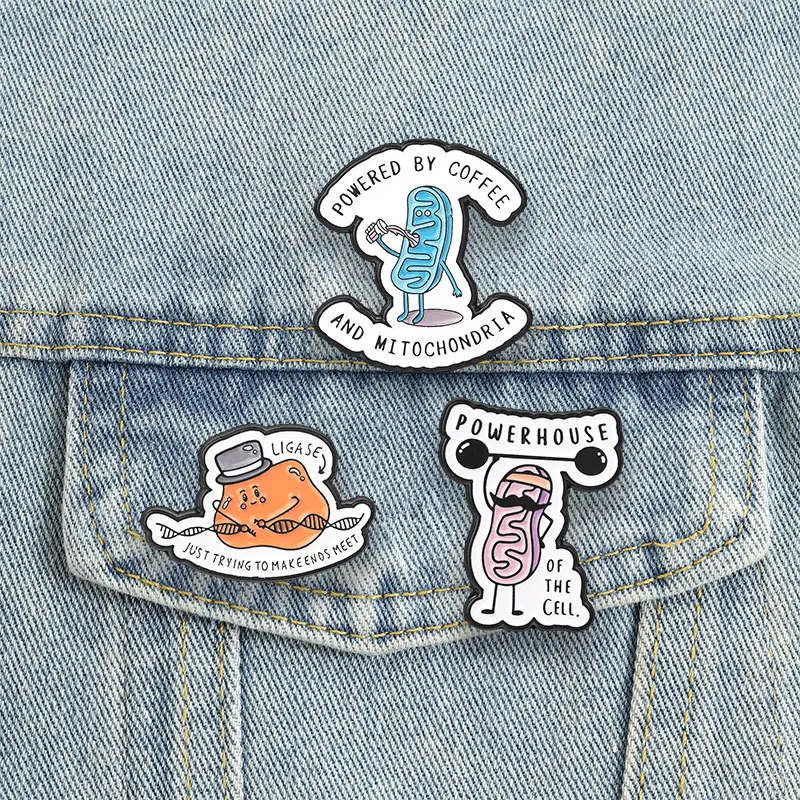 Funny Biology Science Badges Mitochondria Ligase DNA Enamel Pin Powerhouse Of The Cell Brooch Science Geeks Accessories