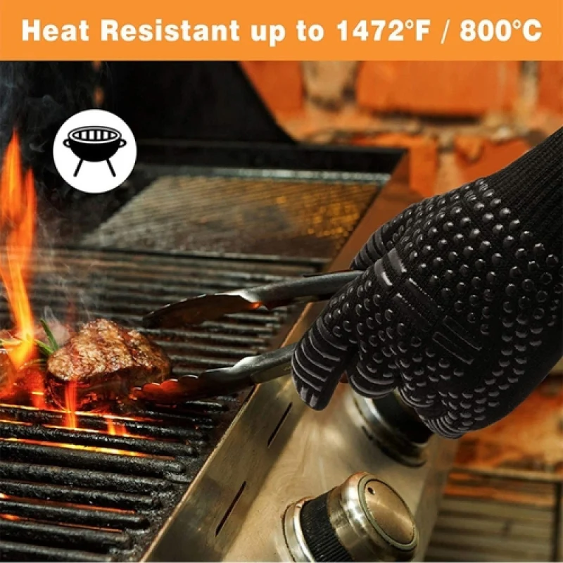 1/2pcs BBQ Gloves High Temperature Resistance Oven Mitts 500 800 Degrees Fireproof Barbecue Heat Insulation Microwave Oven Glove