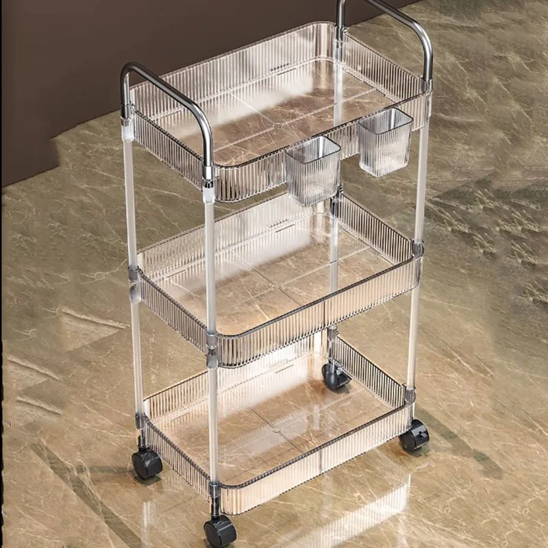 Small Rack Trolley Kitchen Transparent Mobile Storage Rolling Trolley Small Utility Carrito Organizador Con Ruedas Furniture image 4