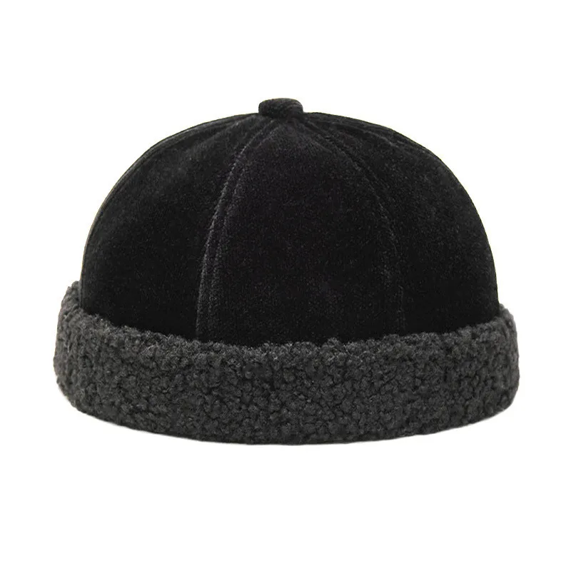 2023 Autumn and Winter Polyester Warm Solid Docker Cap Brimless Hat Beanie Landlord Sailor Cap Men and Women 115