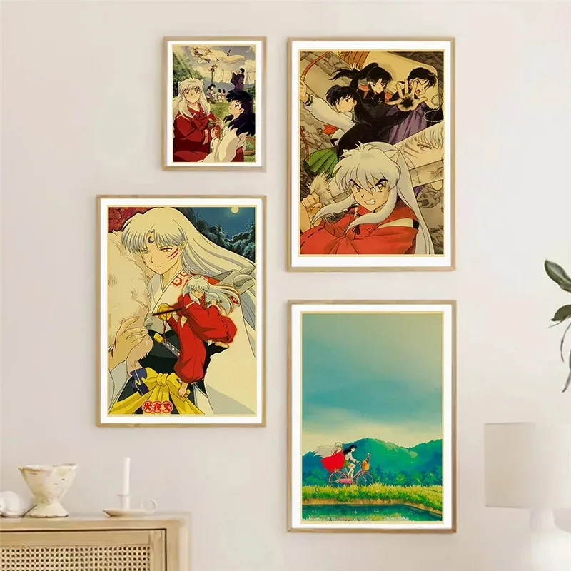 Japanese Anime Inuyasha Poster Retro Style Canvas Print Wall Art Decor Bar Cafe Painting for Home Room Decoration