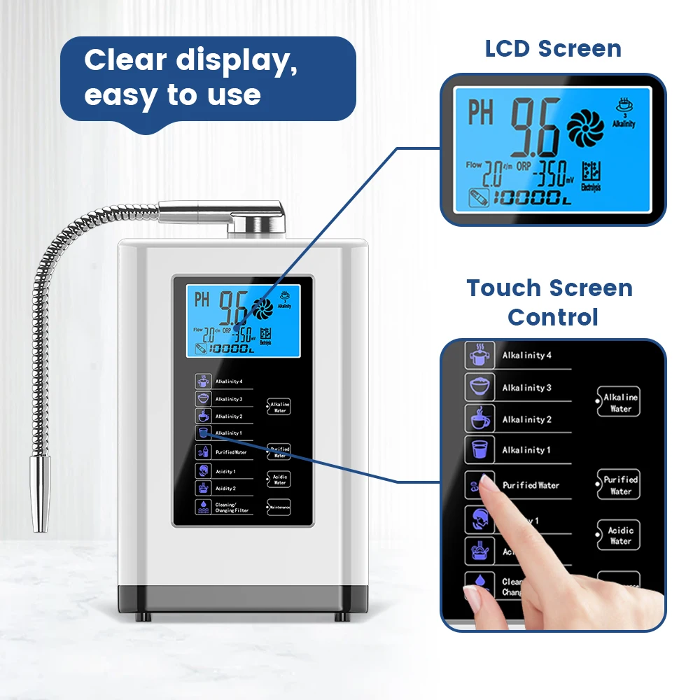 Máquina ionizadora de agua alcalina, dispositivo de agua PH, dispensador de agua alcalina, 5 placas, revestimiento de platino, máquina ionizadora de