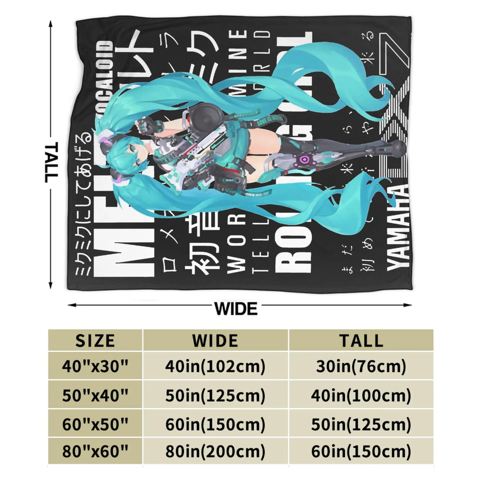 بطانية رمي الصوف للفتيات من Hatsunes Mikus Vocaloid لغرفة النوم والأريكة، سجادة سرير فائقة النعومة،