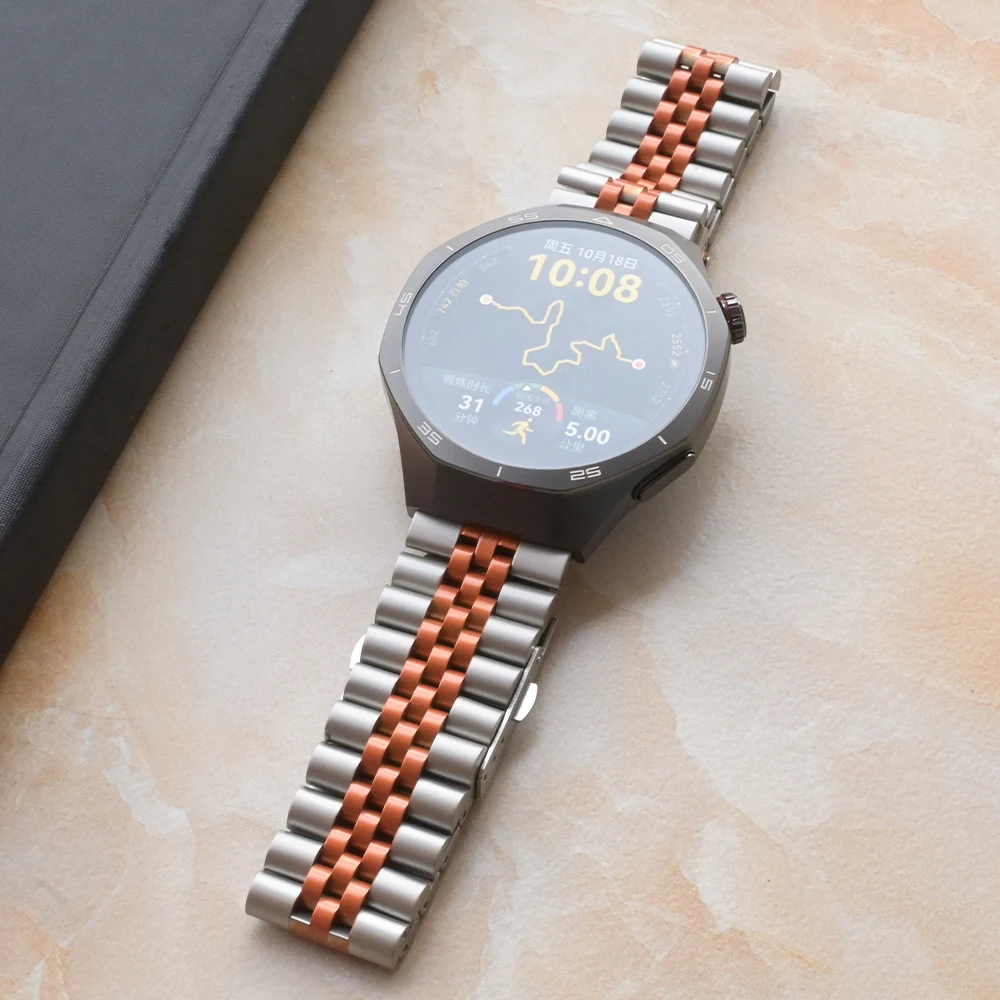 チタンオレンジステンレススチールバンド Huawei 社 Watch GT4 GT 5 Pro 46mm 究極の高級 22mm メタルストラップ Huawei Watch 4 Pro 用