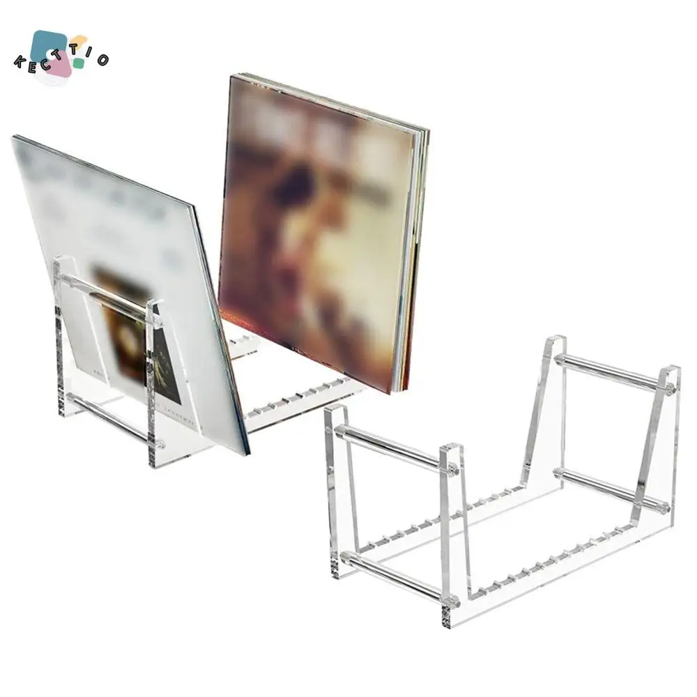 

Clear Vinyl Record Stand Easy Assembly Multi-compartment Acrylic CD Album Display Rack Non-slip Stable
