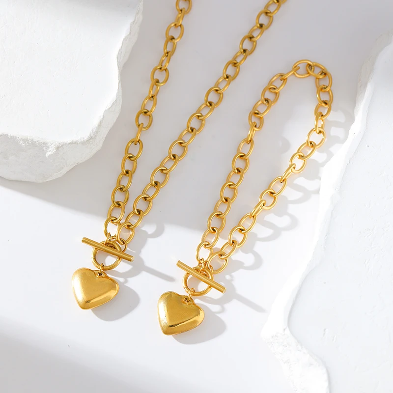 EILIECK 316L Edelstahl Herz-Liebesanhänger Halskette für Damen, trendige Gold- und Silberfarbe, wasserdichte Halskette, Schmuckgeschenk – Detail 25