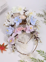 Forest style bride headwear, fairy beautiful pastoral style flower hair accessories, wedding dress, sweet floral garland accesso