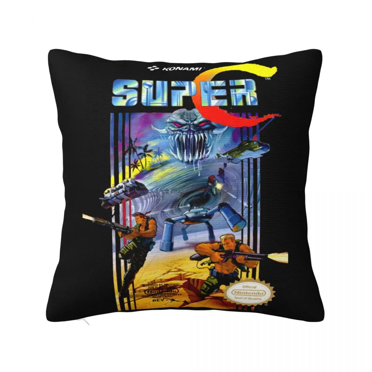 Super Contra Box Cover Nes Game Red All Sizes S 5Xl Music Colour Party Great Quality Personality Women Retro Pillow Case