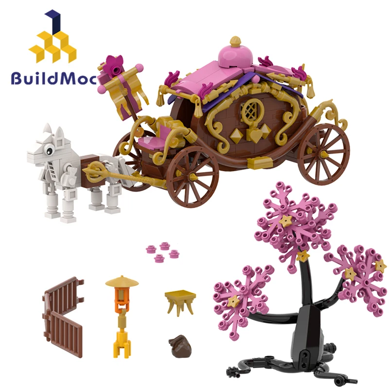 

Buildmoc Ideas Princess Carriage Coach Friends Fairy MOC Set Building Blocks Kits Toys for Children Kids Gifts Toy 465PCS Bricks