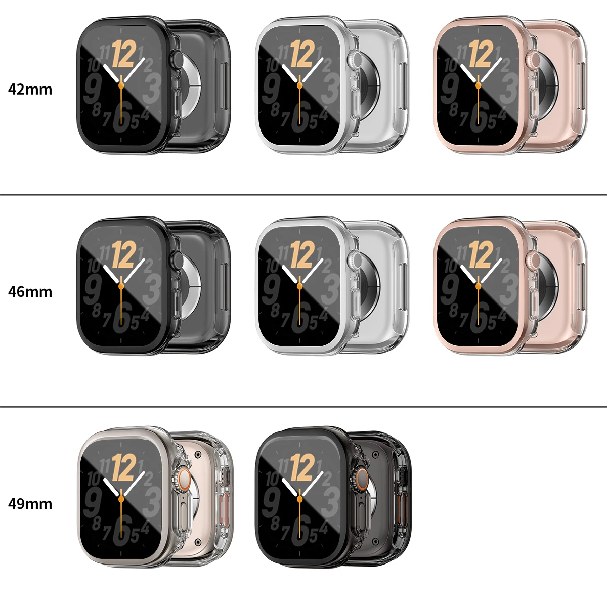 Glas + Gehäuse für Apple Watch Ultra/10 42 46 mm PC-Displayschutzfolie aus gehärtetem Glas, Rahmenabdeckung für iWatch 10 42 46 49 mm Zubehör