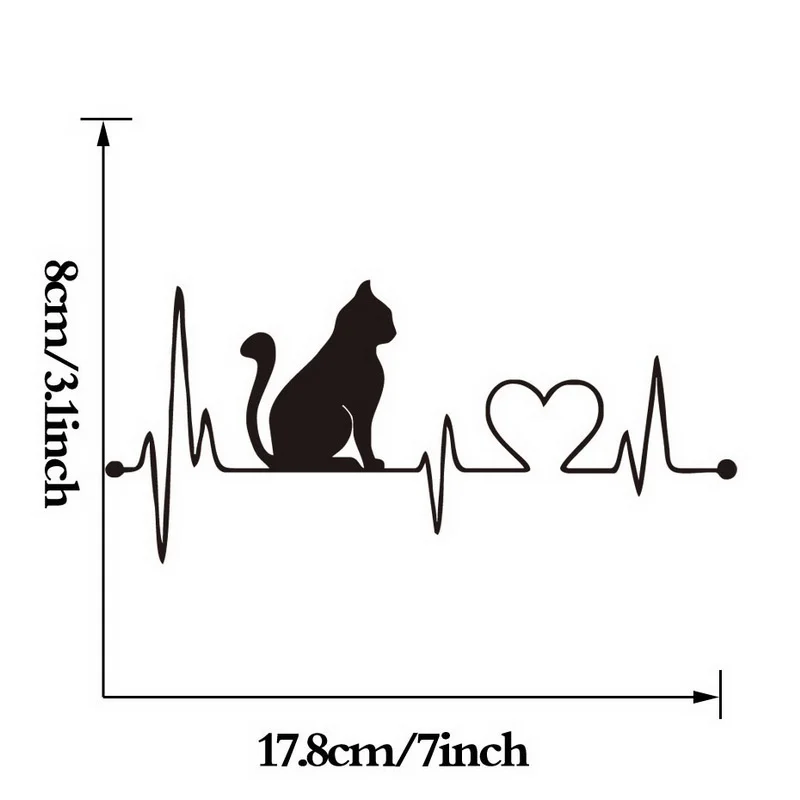 Car Stickers Cat with Cartoon Electrocardiogram  Decals Fashion  Wall Stickers  Bathroom Decoration  Anime Decor