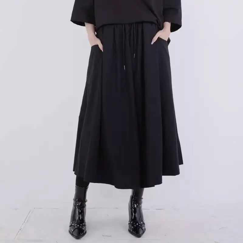 

Брюки-кюлоты больших размеров, оригинальная мужская одежда, в японском темном стиле с широкими штанинами, свободные брюки до щиколотки, женские повседневные брюки