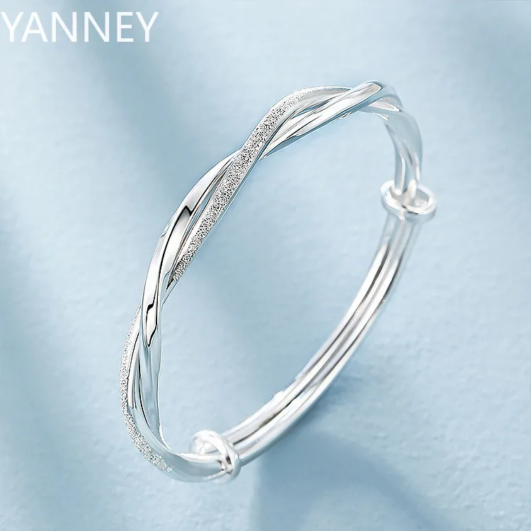 

925 sterling silver original pretty weave bracelets Bangles for women fashion party wedding engagement jewelry Adjustable size