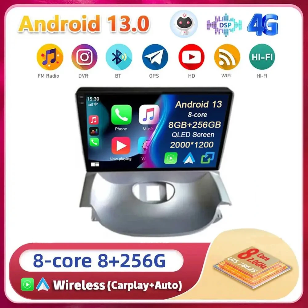 

Android13 Carplay Auto For Peugeot 206 2004-2008 For Citroen C2 2006-2013 Multimedia Car Radio Player No 2Din DVD WIFI+4G Stereo