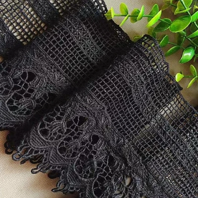 African lace fabric high quality lace wedding decoration trim DIY 1yard Water soluble Cotton embroidery wide lace fabrics