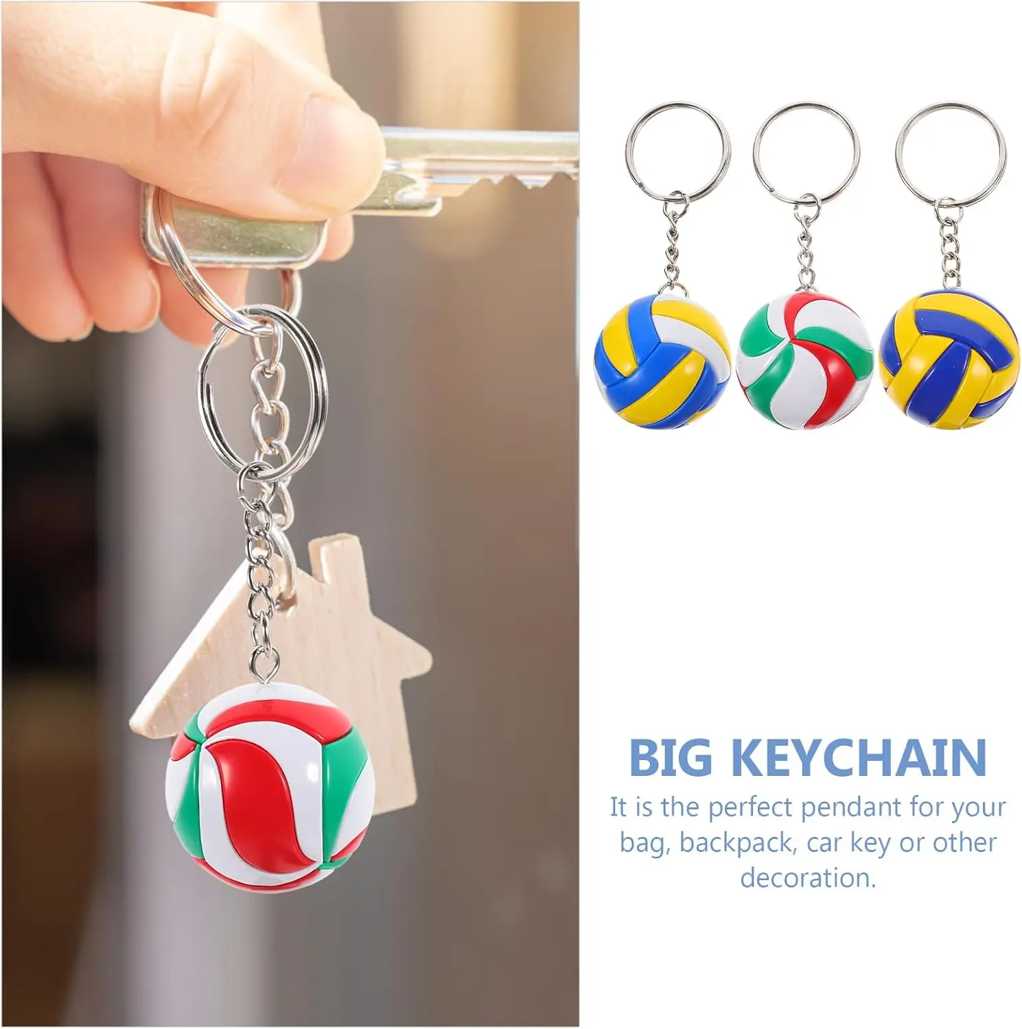 3-teiliger Schlüsselanhänger mit Volleyball-Anhänger, Sport-Gedenkparty-Geschenke, mehrfarbiges Mini-Taschenzubehör.