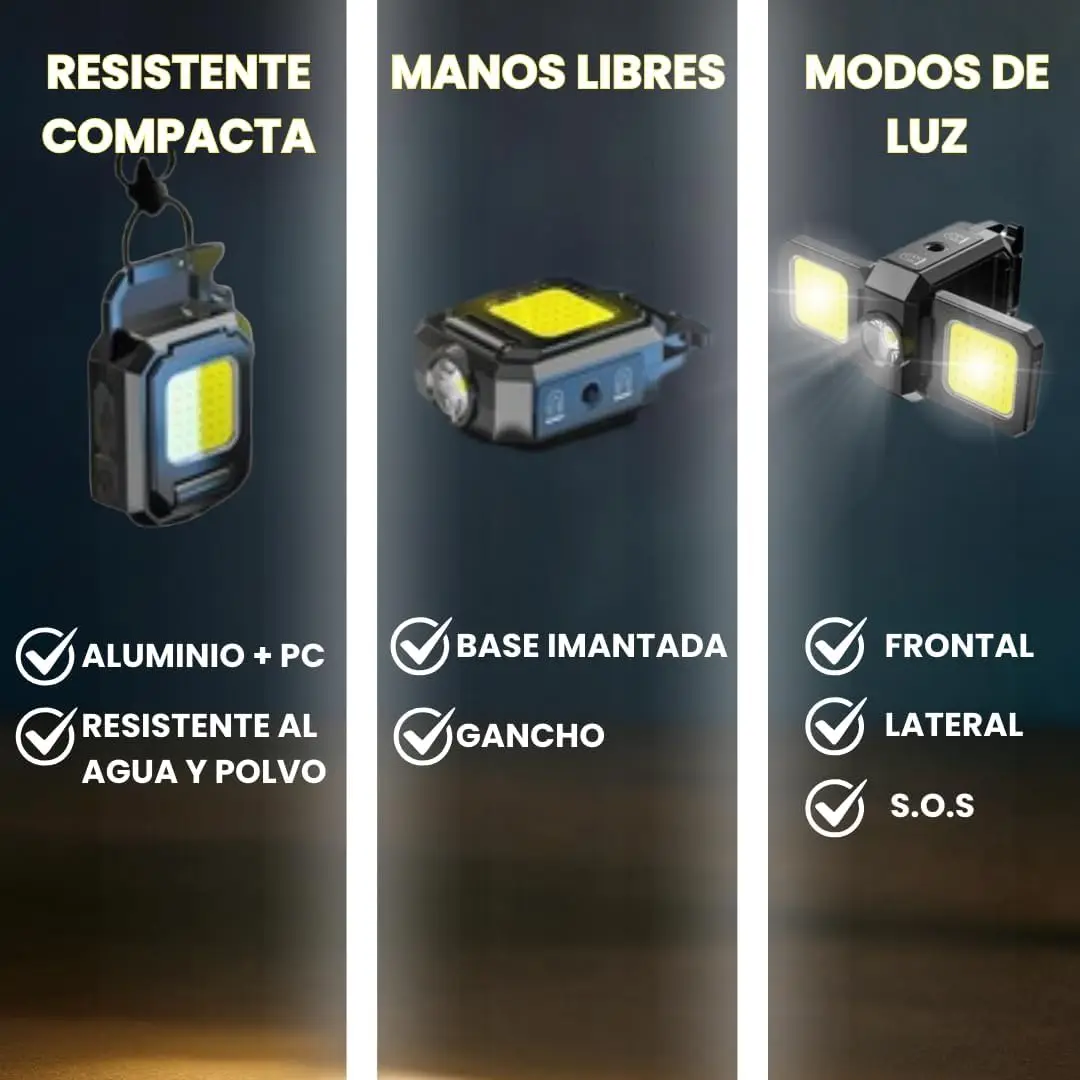 مصباح يدوي سلسلة مفاتيح COB ساطع، مصباح عمل صغير قابل لإعادة الشحن، مصباح جيب مغناطيسي محمول للتخييم والصيد والمشي لمسافات طويلة في حالات الطوارئ