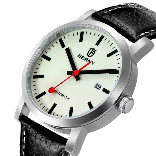 Imagen 2 del producto Reloj BERNY para hombre, reloj de lujo automático de cuerda automática Sappire MIYOTA 8215, reloj de pulsera mecánico de ferrocarril luminoso superior 5ATM