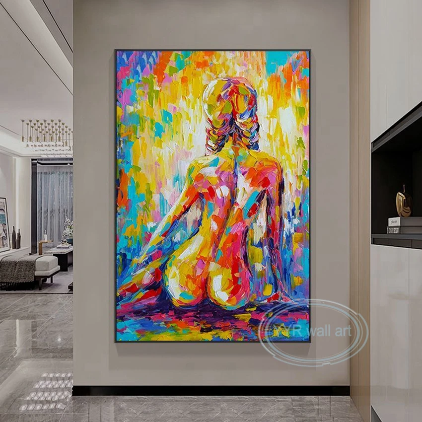 

Pure Handmade Oil Painting Nude Girl's Back 3D Abstract Body Art Decorative Drawing Wall Posters Living Room Bedroom Porch Mural