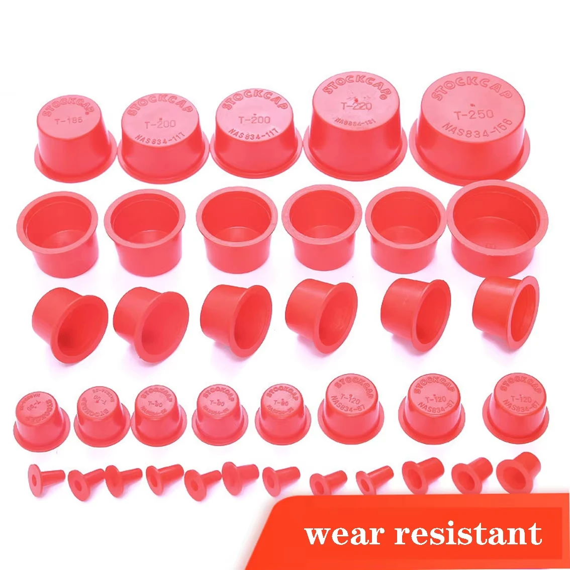 T5-T 183 Plastic Plug Red Conical Cover Plug T-Shaped Head Ornament Tubing Waterproof Dust Screw Stopper Protective Round Chock