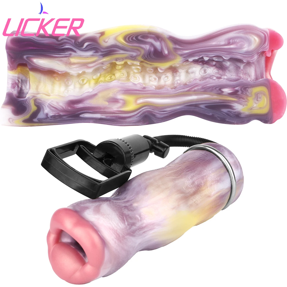 كوب استمناء للرجال من LICKER مع مضخة هواء خيالية ديك متعة أدوات مثيرة مص القضيب اللسان ألعاب جنسية للرجال