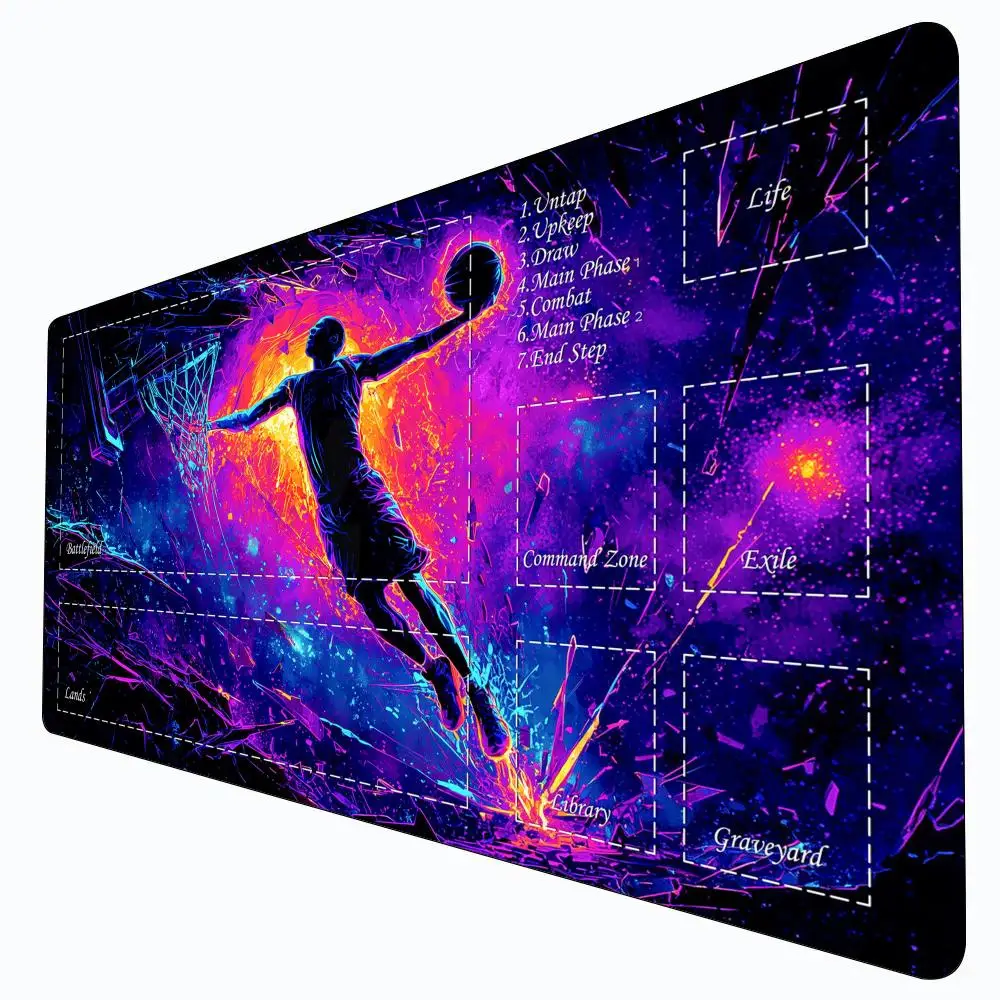 Cyber Aesthetic Basketball MTG Playmat Magic Card Battle Mat Non-Slip Durable 35X60CM Commander playmat Board Game Mat for TCG