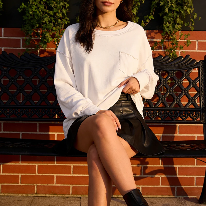 

Женская толстовка из 100% хлопка, осень-зима, новая однотонная свободная спортивная одежда с круглым вырезом и длинными рукавами, уличная одежда, пуловер большого размера